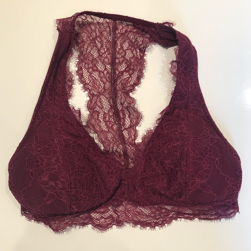 Gilly Hicks Maroon Lace T-back Bralette